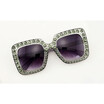 SHAUNA Crystal Decoration Trending Women Square Sunglasses Oversize Dark Green Frame Shades UV400