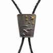 Vintage Original Gold Stars Flag Map Bolo Tie Leather Necklace