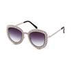 SHAUNA Venetian Pearl Decoration Fashion Women Cat Eye Sunglasses Heavy Metal Frame Ladies Gradient Lens Shades UV400