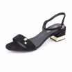 SHUANGFENG 2018 Summer Womens Sandals High Heels Crystal Square Heel Sandals Women Shoes Woman Genuine Leather Ladies Sandals