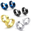 Hpolw Mens Stainless Steel Classic Plain Huggie Hinged Hoop Earrings 4 Pairs Black Blue Gold Silver