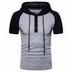 Mens Fashion Casual Breathable Hooded Short Sleeve Contrast Color Slim Fit T-Shirt