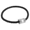 Black Braided Leather Rope Bracelet Magnetic Stone Beads Charm 83"