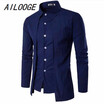 MenS Shirts 2018 Long-Sleeved Casual Fake Two Pieces Chemise Homme Solid Arrival Dress High Quality MenS Shirts XXL