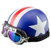 Dade electric car helmet four seasons cute personality Harley summer half helmet half-covered hard hat battery car unisex Harea blue red bar white star