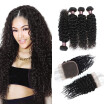 Ishow Good Quality 7A Brazilian Kinky Curly Virgin Hair Baby Hair With Closure 100 Human Hair Bundles