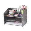 Jinlongxing Glosen wooden two file tray with compartment storage box desktop office pen holder multi-function combination DIY file holder file basket D2065 black