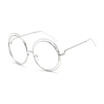 SHAUNA Oversize Women Round Glasses Frame Alloy Around Hollow Frame Brand Designer Fashion Ladies Clear Lens Shades
