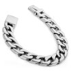 Hpolw Men New Classic Large Heavy Stainless Steel 316L Silver Polished Biker Hollow Out Bracelet Link Wrist