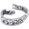 Hpolw Heavy Large Polished Stainless Steel Biker Mens Bracelet Bangle Color Silver Black