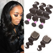 Glary Cheap Mongolian Human Hair Weaves Body Wave Hair Bundles with Closure Wholesale Virgin Hair Weaves 4 Bundles with Closure