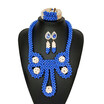 Blue And White Nigerian Wedding Jewelry African Beads Jewelry Set Bridal Costume Crystal Beaded Necklace Women Party Accessories