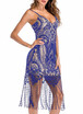 Lace Tassel Hem Deep V-neck Skirt Sleeveless Strappy Mini Dress Homecoming Dress