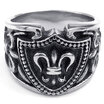 Hpolw Mens silver&black Stainless Steel heart - shaped Ring&Vintage fashion Gothic Fleur De Lis Shield Signet ring