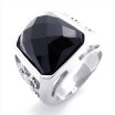 Hpolw new style 925 sterling silver fine Fashion silver Hollow Unisex Engagement black crystal Ring