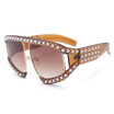 SHAUNA Venetian Pearl Decoration Oversize Women Sunglasses Fashion Men Red Lens Shades UV400