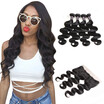 Ishow Human Hair 4 Bundles 7A Peruvian Body Wave Bundles With Lace Frontal 134 Ear To Ear Lace Frontal Closure With Baby Hair