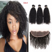 HCDIVA 7a Unprocessed Kinky Curly 3 Bundles Hair&Frontal Closure Brazilian Kinky Curly Virgin Hair With Closure Free Part