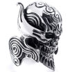 Hpolw Mens Large Stainless Steel Ring Silver Black Devil Skull Engraved Gothic Biker