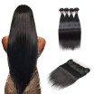 Ishow 7A Silky Straight Bundles with Frontal Closure Malaysian Virgin Hair Good Quality Bundles with Ear to Ear Lace Frontal 134