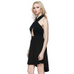Fashion Black Bandage Criss-cross Sleevelss Halter Backless Sexy Chiffon Mini Women Dress Evening Party Dress