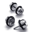 Hpolw Stainless Steel Cubic Zirconia Mens Round Stud Earrings Set 2pcs Color Silver Black