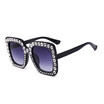 SHAUNA Crystal Decoration Trending Women Square Sunglasses Oversize Dark Green Frame Shades UV400