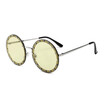 SHAUNA Luxury Crystal Decoration Women Round Sunglasses Oversize Ladies Rimless Shades UV400