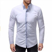 2018 new best selling mens shirts double-layer collar door edging mens casual slim long-sleeved shirt solid color long-sleeved