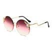 SHAUNA Venetian Pearl Decoration Women Round Sunglasses Ladies Rimless Gradient Shades UV400