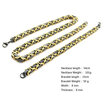 Hpolw Huge Gold Black Square Byzantine Chain Necklace & Bracelet Set Stainless Steel Mens
