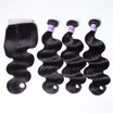 UNice Hair Kysiss Virgin Series Malaysian Body Wave 3 Bundles with Closure Human Hair Body Wave Bundles With Closure Free Part