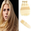 HCDIVA Peruvian 613 Blond Straight Hair Bundle With Closure 44 Closure Remy Hair 4PCSLOT Free Shipping Human Hair Extensions