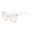 SHAUNA Crystal Decoration Lip Sharp Women Cat Eye Sunglasses Oversize Ladies GradientClear Lens Shades UV400