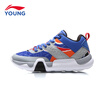 Li Ning childrens shoes mens big basketball shoes Li Ning cloud bottom shock absorption wear support professional basketball shoes childrens sports shoes YKBM003-1 crystal blue 395
