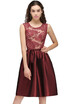 A-Line Jewel Short Taffeta Burgundy Sheer Cocktail Dresses