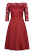 2018 Womens Vintage Floral Lace Boat Neck Cocktail Formal Swing Dress