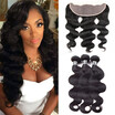 7A Brazilian Virgin Hair 3 Bundles With Frontal Body Wave With Frontal Full&Thick Hair Bundles With Frontal 13x4 Crochet Hair