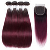 HCDIVA 1B99J Dark Roots Ombre Brazilian Hair Straight 4 Bundles With Closure Ombre Human Hair Bundles With Lace Closure Virgin