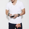 Fashion Solid Color V-Neck Cotton Blends Short Sleeved Slim Men&39s T-Shirts