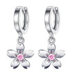 Pink Flower Women Drop Earrings Ladies Dangle Ear Accessories CZ Crystal Korean Cute Fashion Brincos Jewelry E198