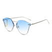 SHAUNA Unique Chain Decoration Women Rimless Sunglasses Fashion Men Tea Champange Shades UV400