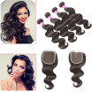 Glary Cheap Malaysian Human Hair Weaves Body Wave Hair Bundles with Closure 100 Unprocessed Hair Weaves 4 Bundles with Closure