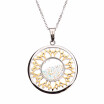 Colorful Crystal Golden Stars Round Stainless Steel Pendant Necklace 17"