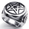 Hpolw Silver&Black Stainless Steel Top Quanlity Pentagram men Ring Miraculous Charm Magic Rings