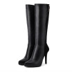 IDIFU Womens Sexy Splicing Pointed Toe Side Zipper Stiletto High Heel Platform Under the Knee High Boots