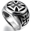 Hpolw Mens Large Stainless Steel Ring Silver Black Cross Vintage