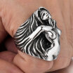 Hpolw Mens Large Heavy Stainless Steel Ring Silver Black Angel Goddess Vintage Biker