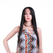 YYONG Long Black Straight Weave Wigs High Temperature Fiber Middle Part 26 Inch Wigs For Women 1B Synthetic Hair Wigs