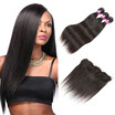 8A Malaysian Virgin Human Hair Straight Bundles with Ear to Ear Closure Wholesale Unprocessed Human Hair Bundles With Frontal